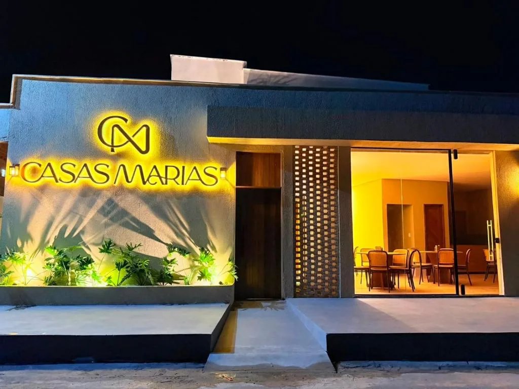 Vista aérea da pousada Casas Marias em Barreirinhas